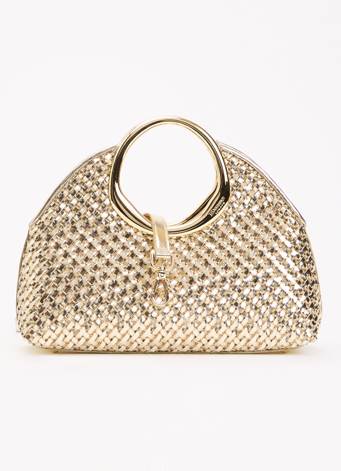 Dune London Earning handtas met metallic finish en afneembare schouderriem - voorkant 5 goud