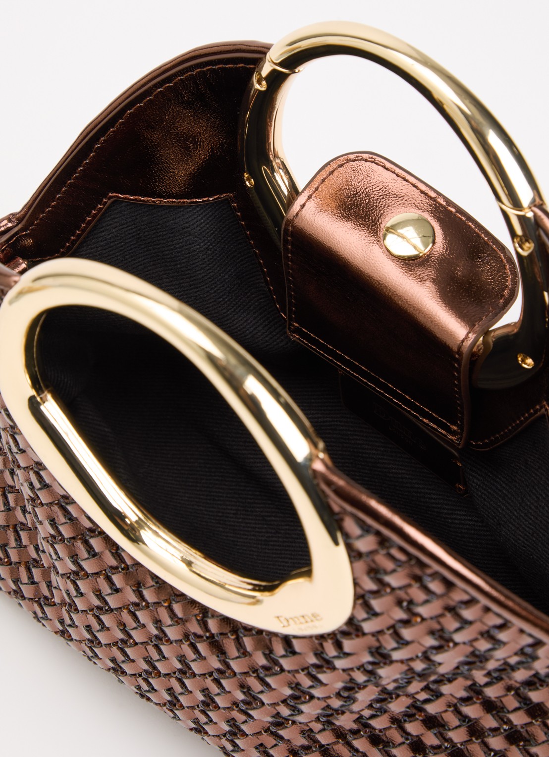 Dune London Earning handtas met metallic finish en afneembare schouderriem - detail 3 brons