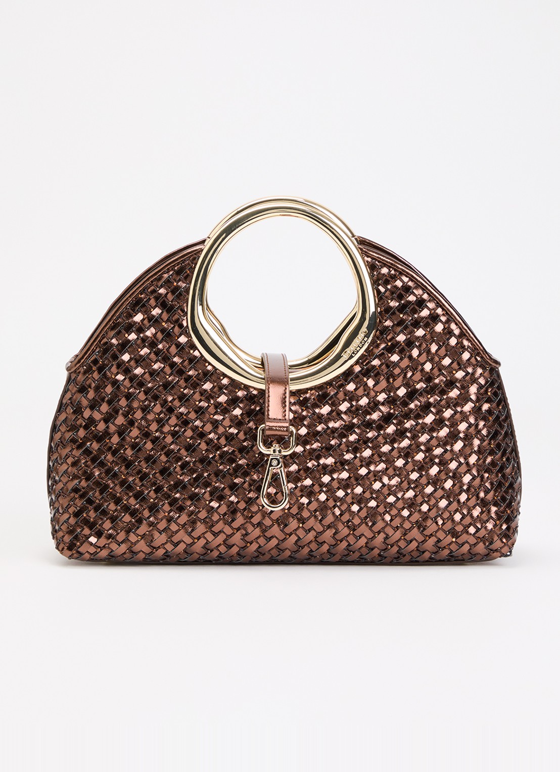 Dune London Earning handtas met metallic finish en afneembare schouderriem - voorkant 2 brons