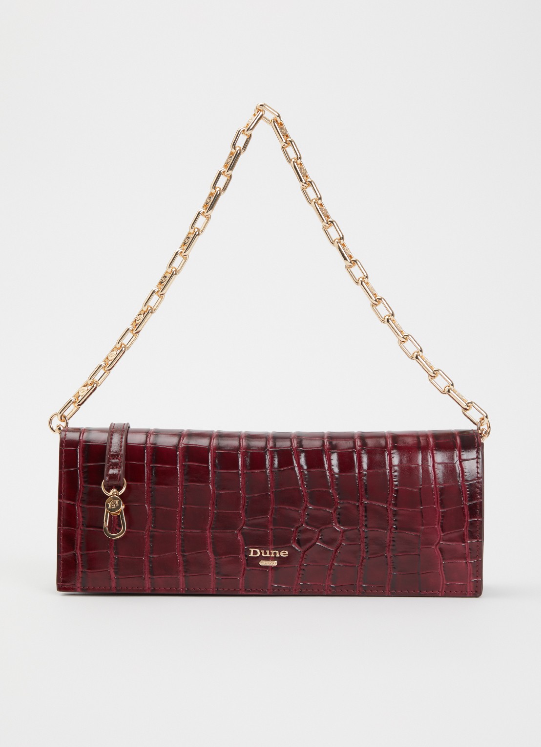 Dune London East To West Long clutch met crocostructuur - voorkant 2 bordeauxrood