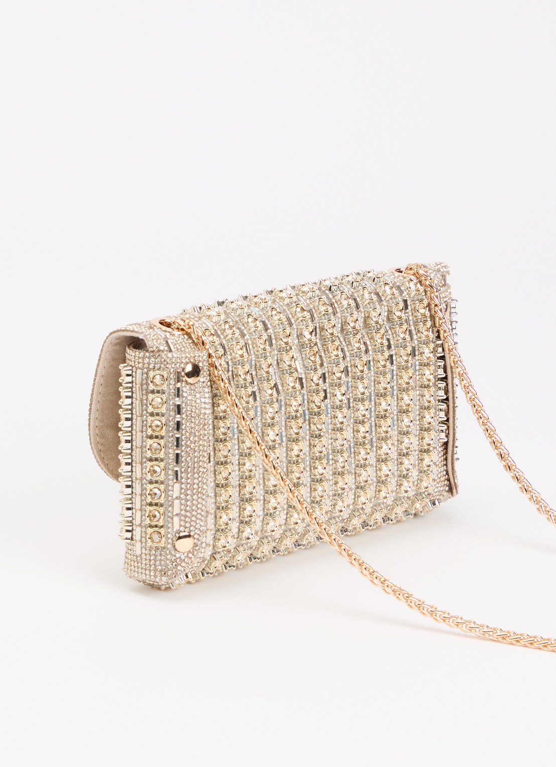 Dune London Elabourate schoudertas met strass  - achterkant 5 goud