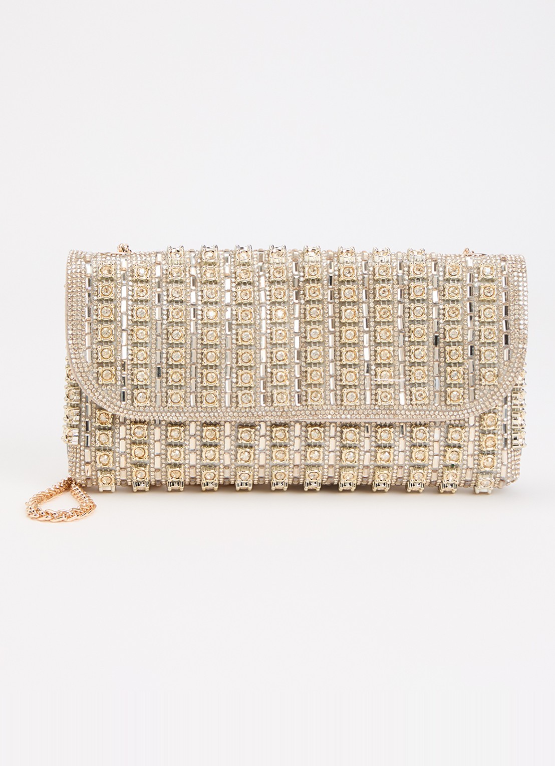 Dune London Elabourate schoudertas met strass  - voorkant goud