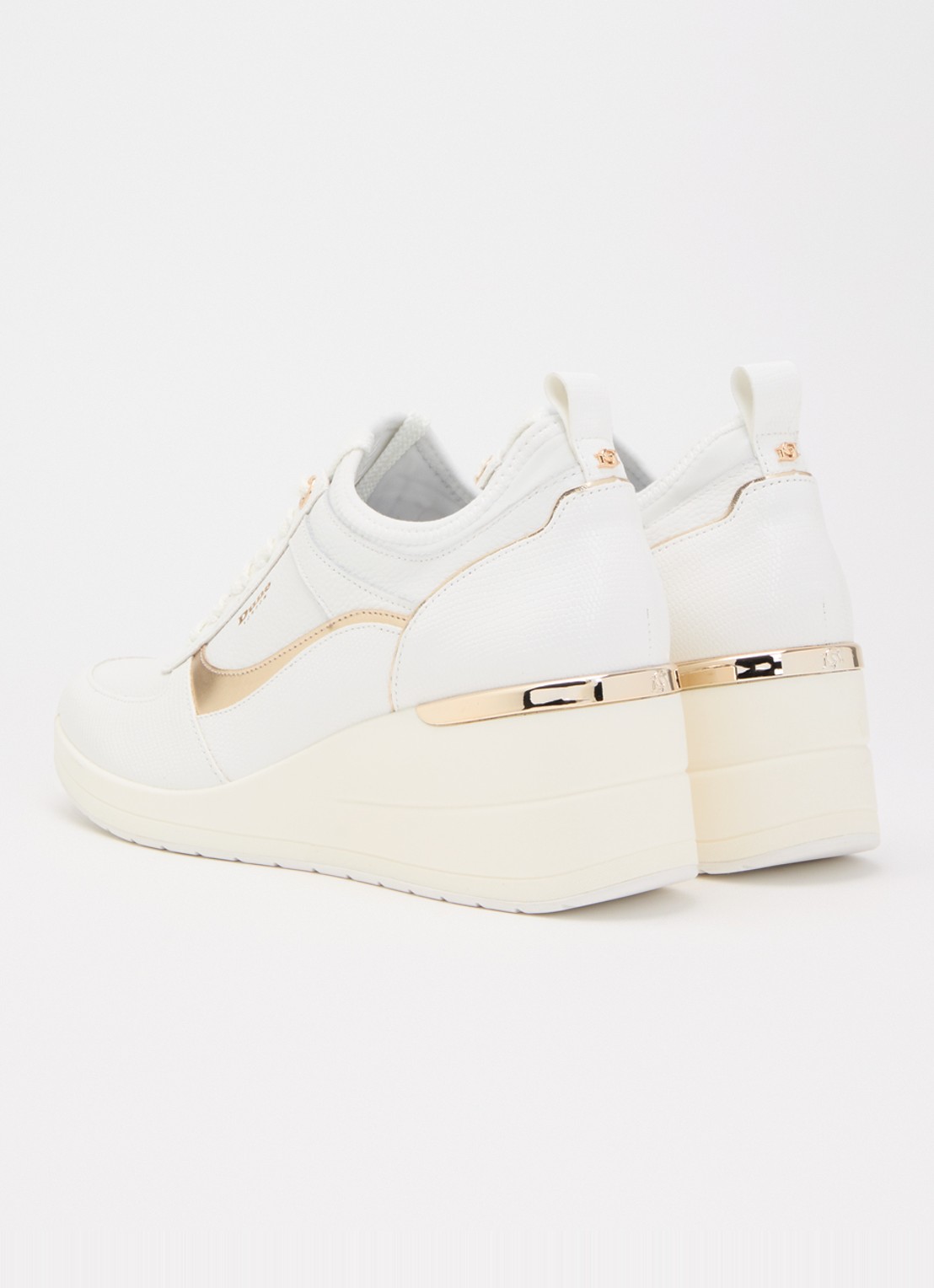 Dune London Elarah sneakerwedge van leer - achterkant 5 gebroken wit