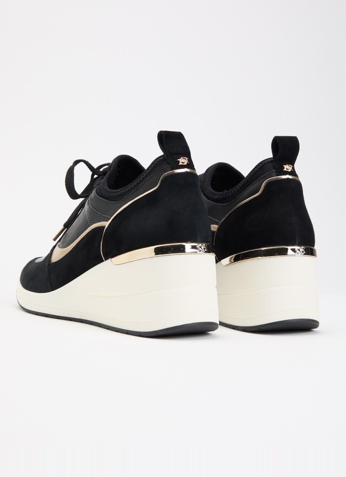 Dune London Elarah sneakerwedge van leer - achterkant 5 zwart