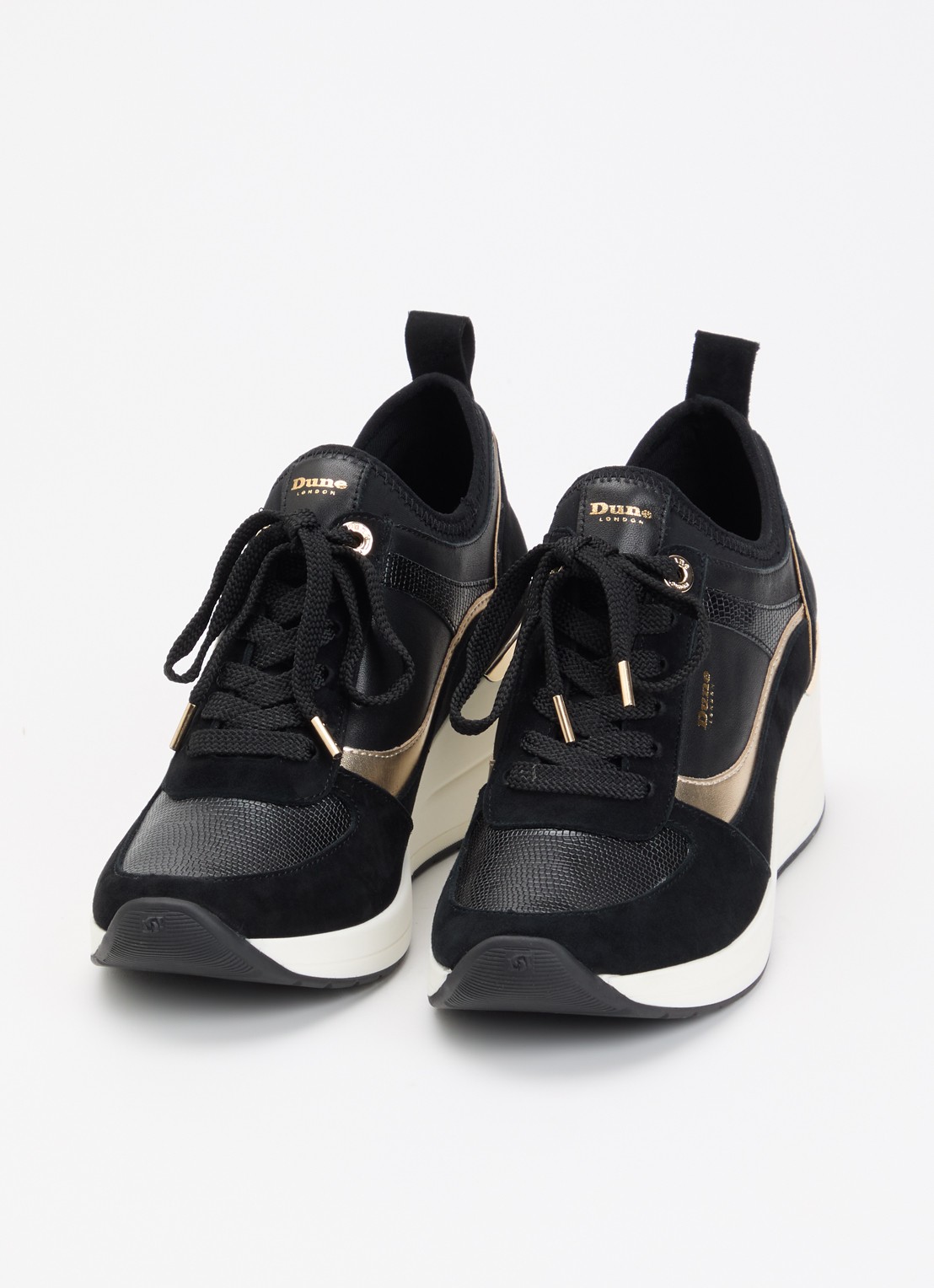 Dune London Elarah sneakerwedge van leer - detail 2 zwart