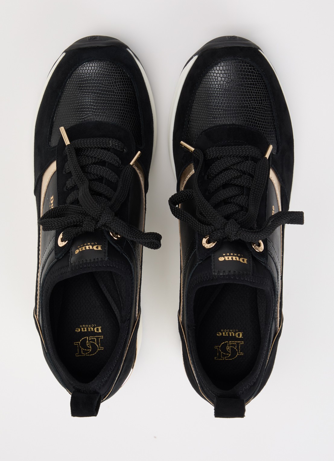 Dune London Elarah sneakerwedge van leer - detail 3 zwart