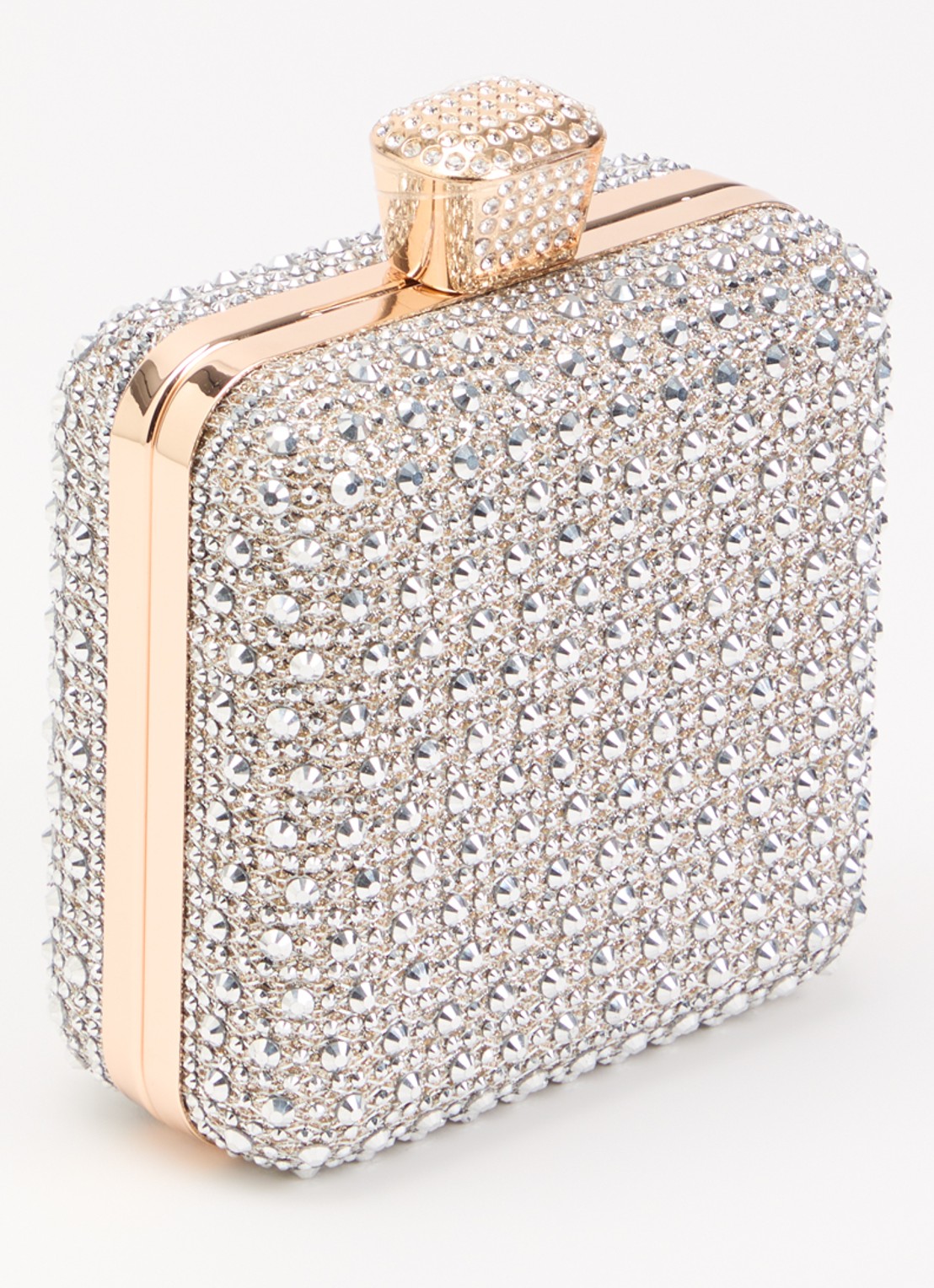 Dune London Elida clutch met strass en afneembare schouderriem - achterkant 2 zilver