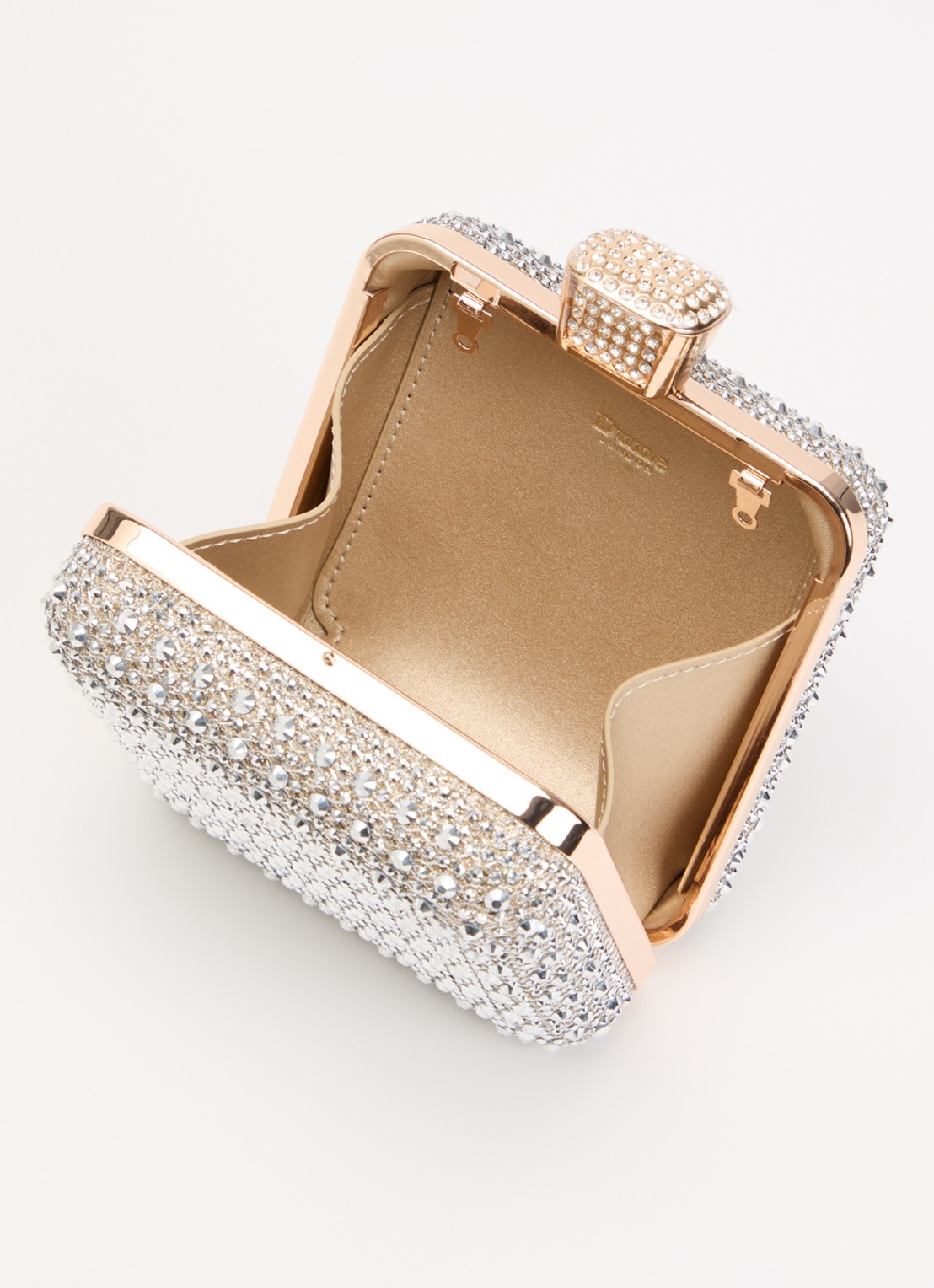 Dune London Elida clutch met strass en afneembare schouderriem - detail 3 zilver