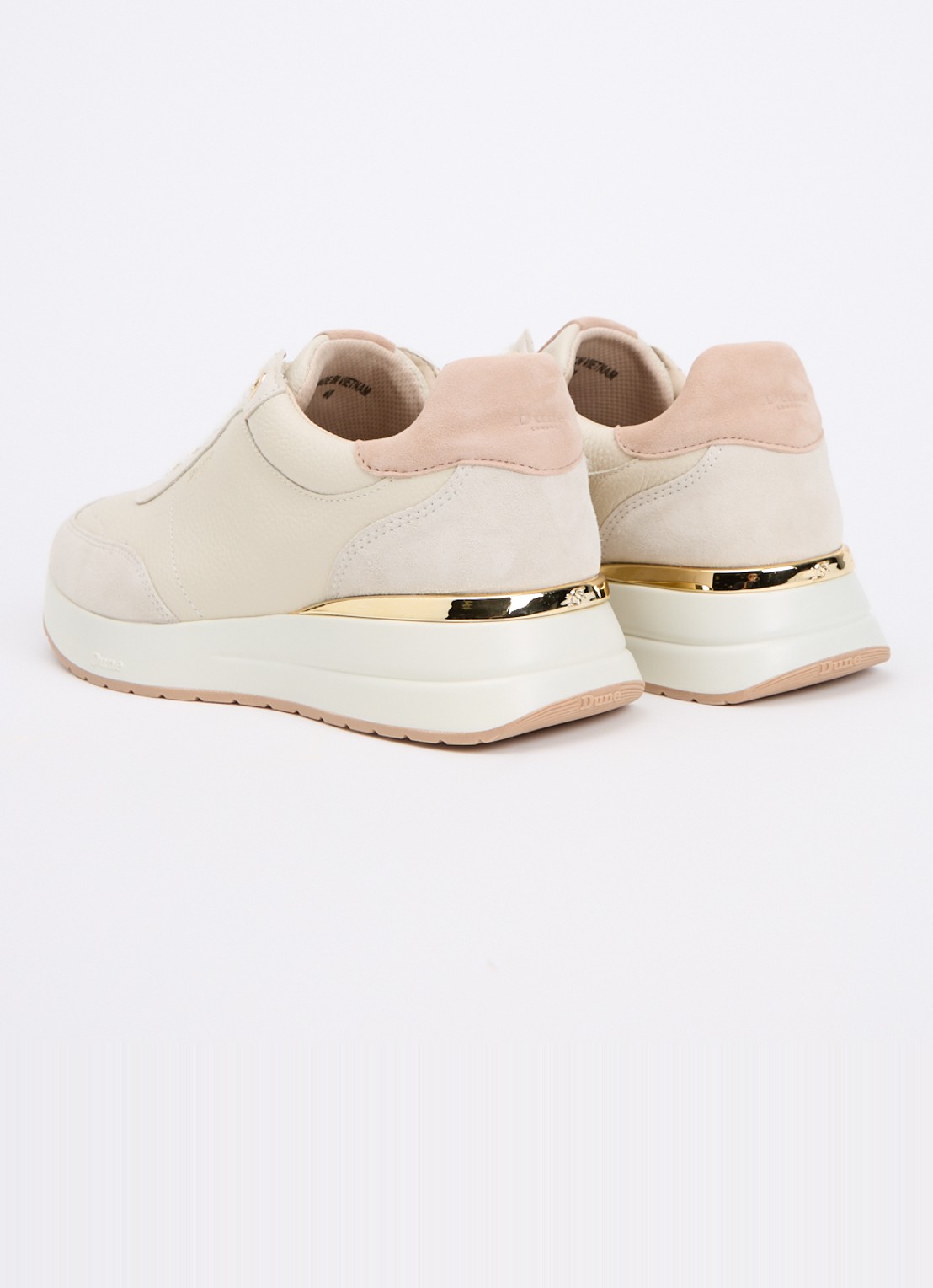 Dune London Emotion sneaker met suède details - achterkant beige