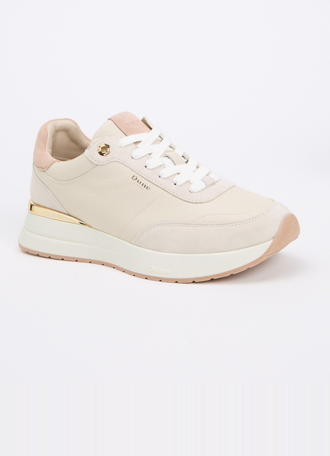 Dune London Emotion sneaker met suède details - voorkant 2 beige