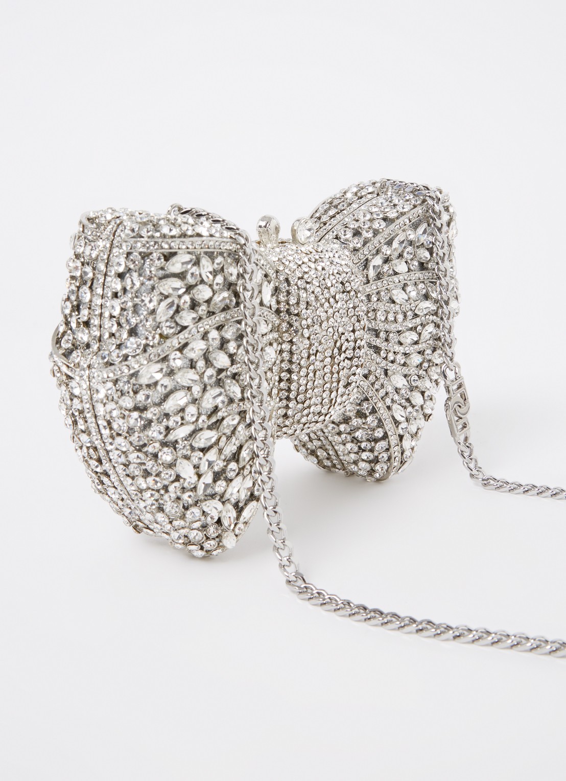 Dune London Enchant clutch met strass - achterkant zilver