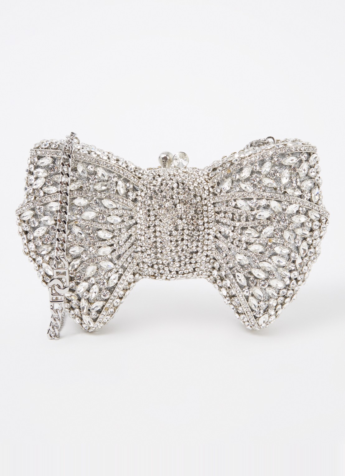 Dune London Enchant clutch met strass - voorkant 2 zilver