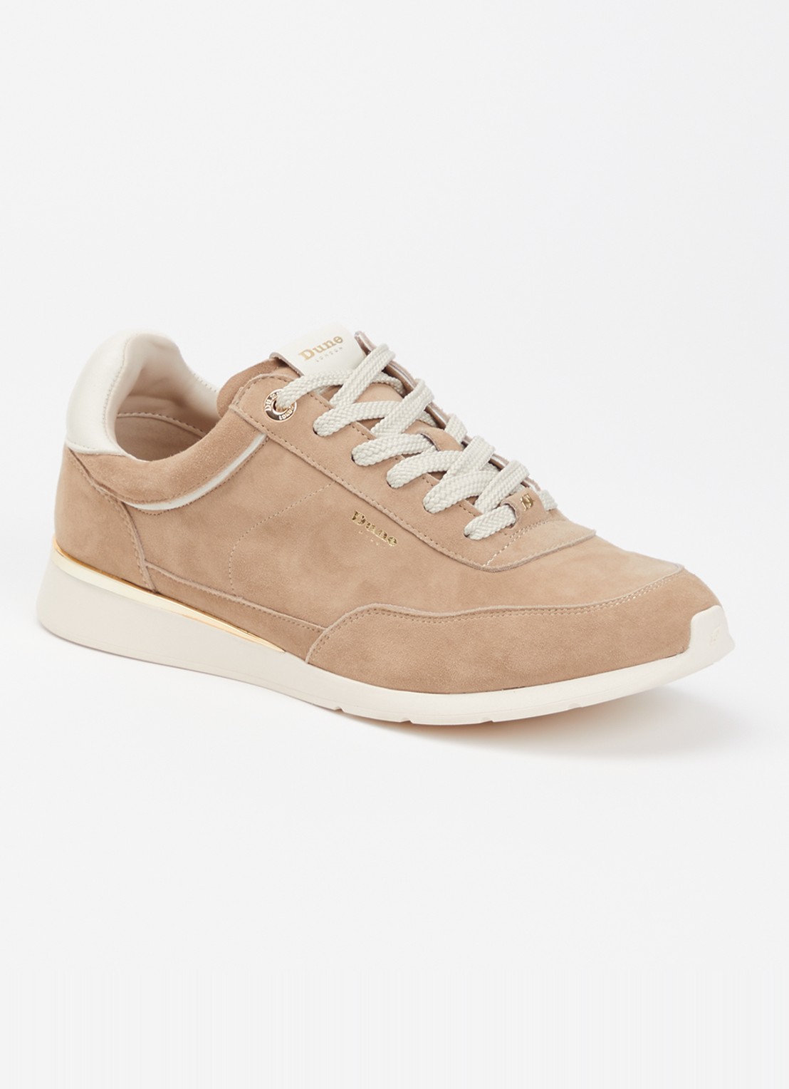 Dune London Entitle sneaker van suède - voorkant 4 beige