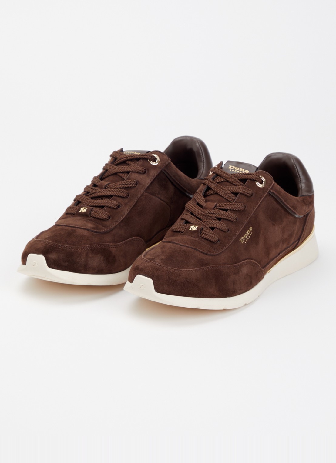 Dune London Entitle sneaker van suède - detail 2 donkerbruin