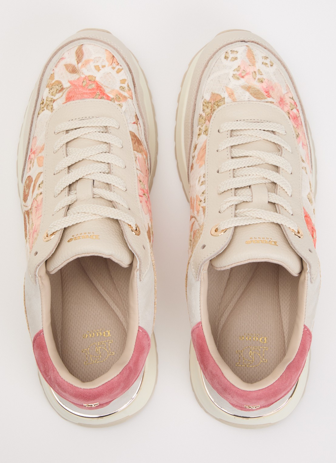 Dune London Esmara sneaker met bloemenprint - detail 3 creme