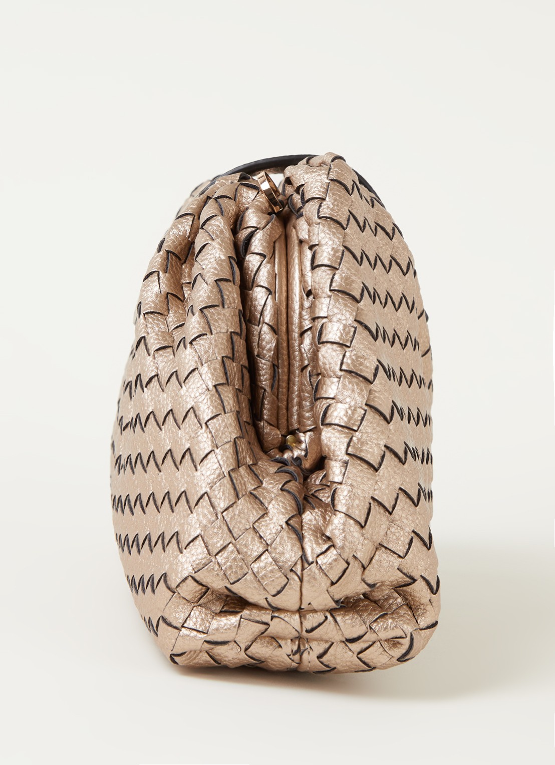 Dune London Etiquettes clutch met geweven structuur - detail 2 goud