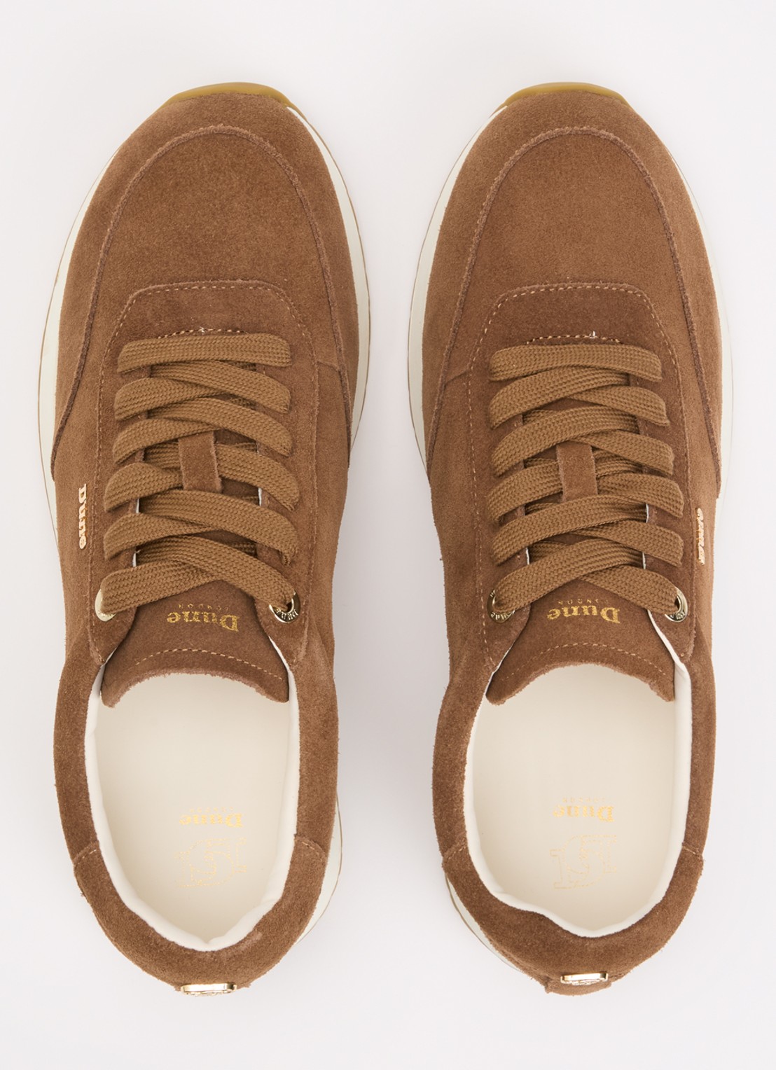 Dune London Ettah sneaker van leer met logo - detail 3 cognac