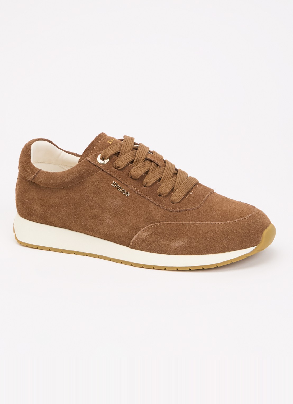 Dune London Ettah sneaker van leer met logo - voorkant 5 cognac