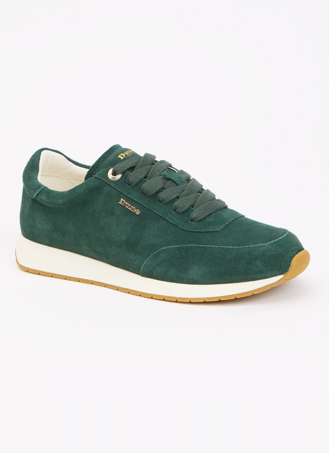Dune London Ettah sneaker van leer met logo - voorkant groen