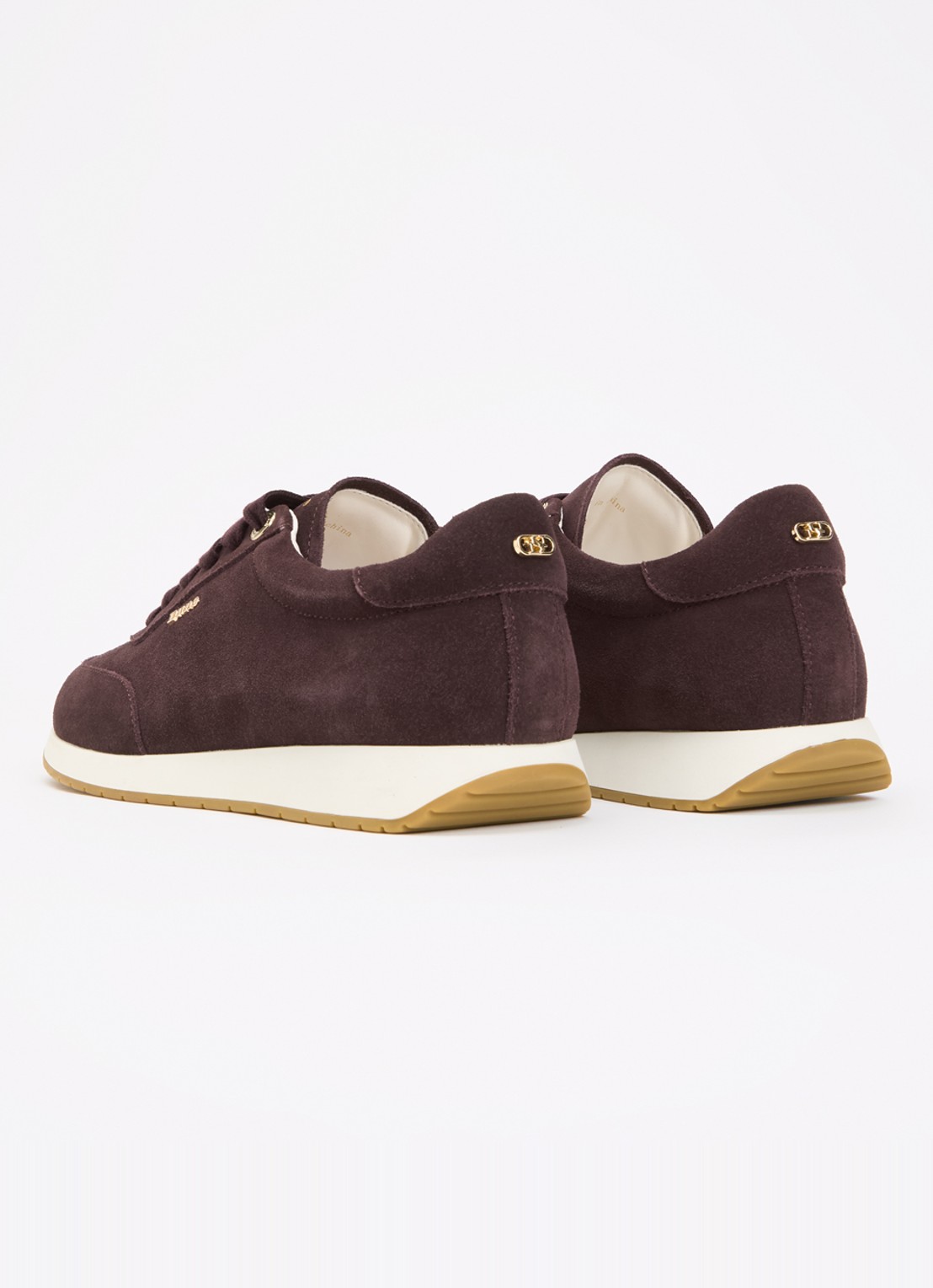 Dune London Ettah sneaker van leer met logo - achterkant 4 aubergine