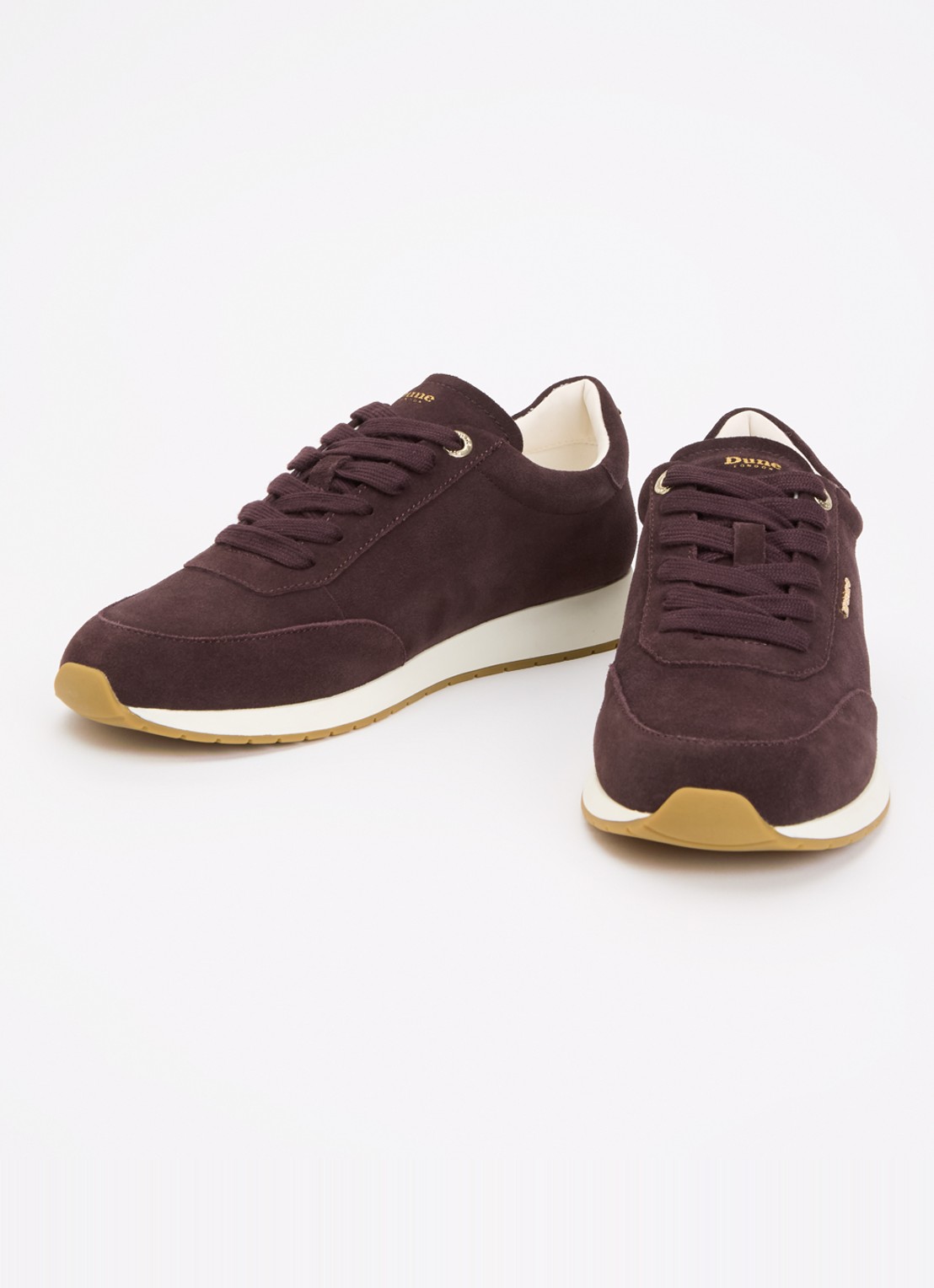 Dune London Ettah sneaker van leer met logo - detail aubergine