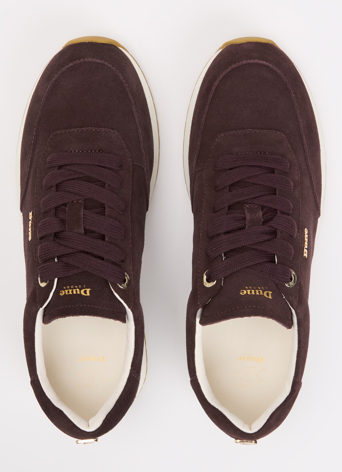 Dune London Ettah sneaker van leer met logo - detail 2 aubergine