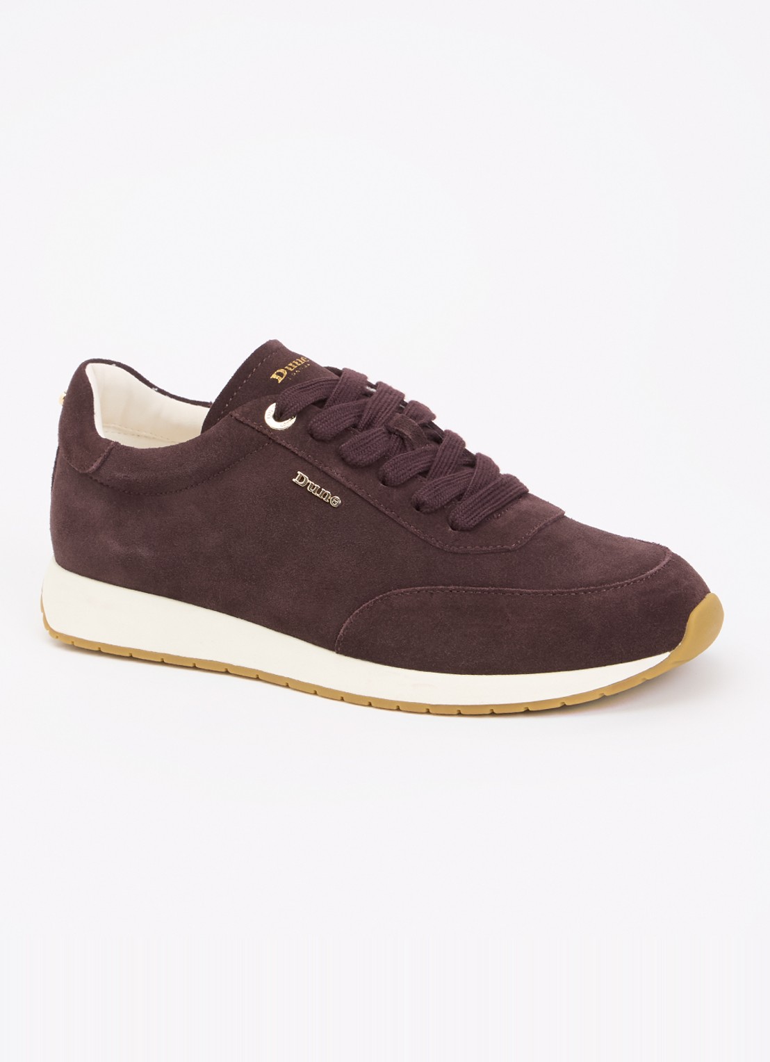 Dune London Ettah sneaker van leer met logo - voorkant 5 aubergine