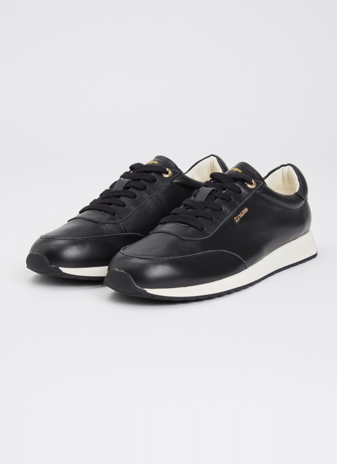 Dune London Ettah sneaker van leer met logo - detail 3 zwart