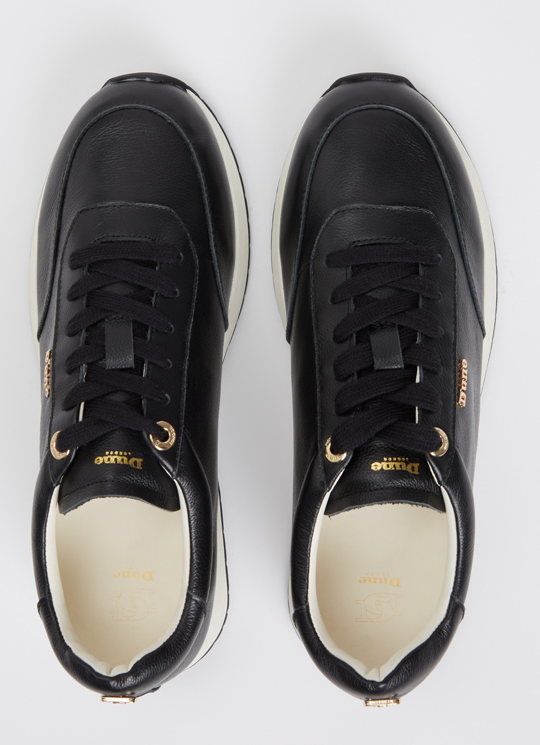 Dune London Ettah sneaker van leer met logo - detail 4 zwart