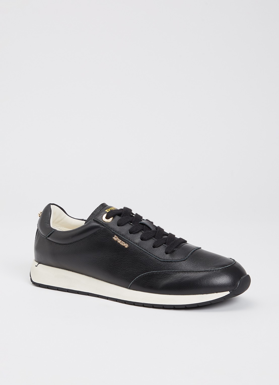 Dune London Ettah sneaker van leer met logo - voorkant zwart
