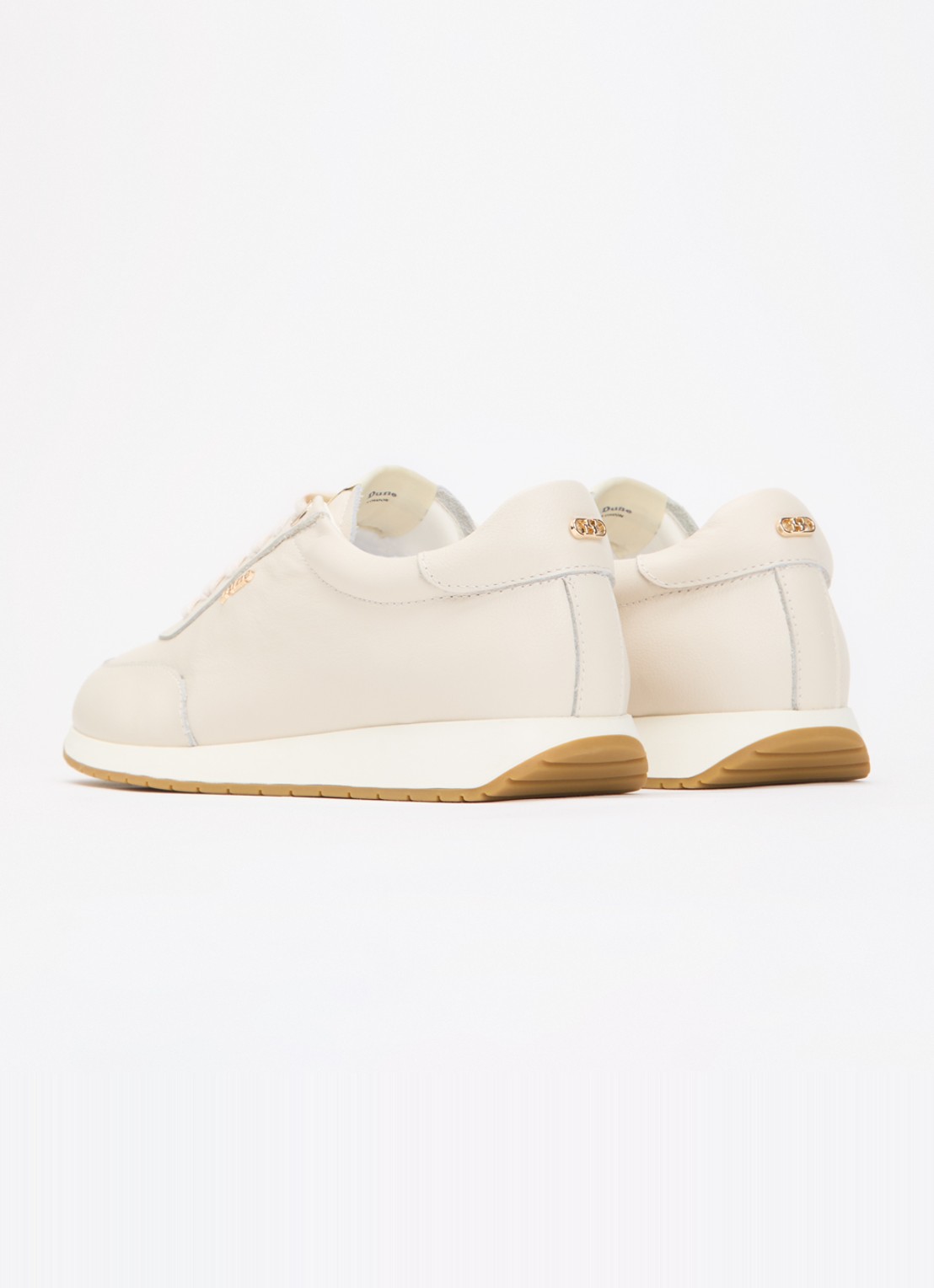 Dune London Ettah sneaker van leer met logo - achterkant 5 creme