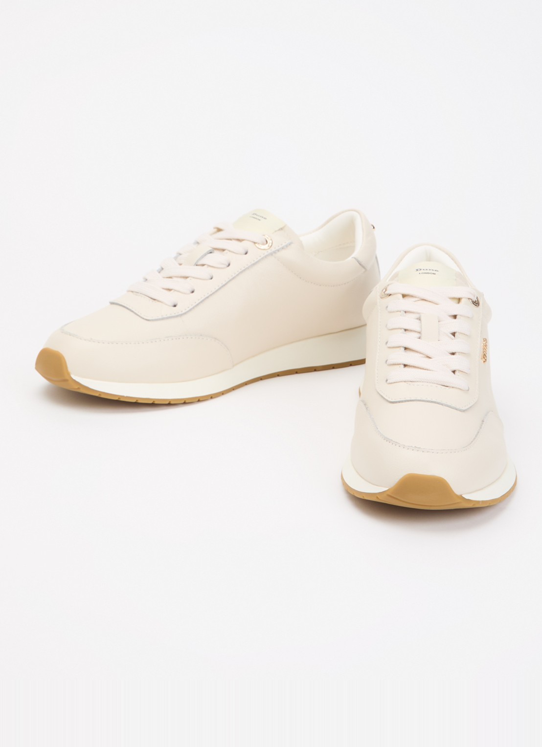 Dune London Ettah sneaker van leer met logo - detail creme