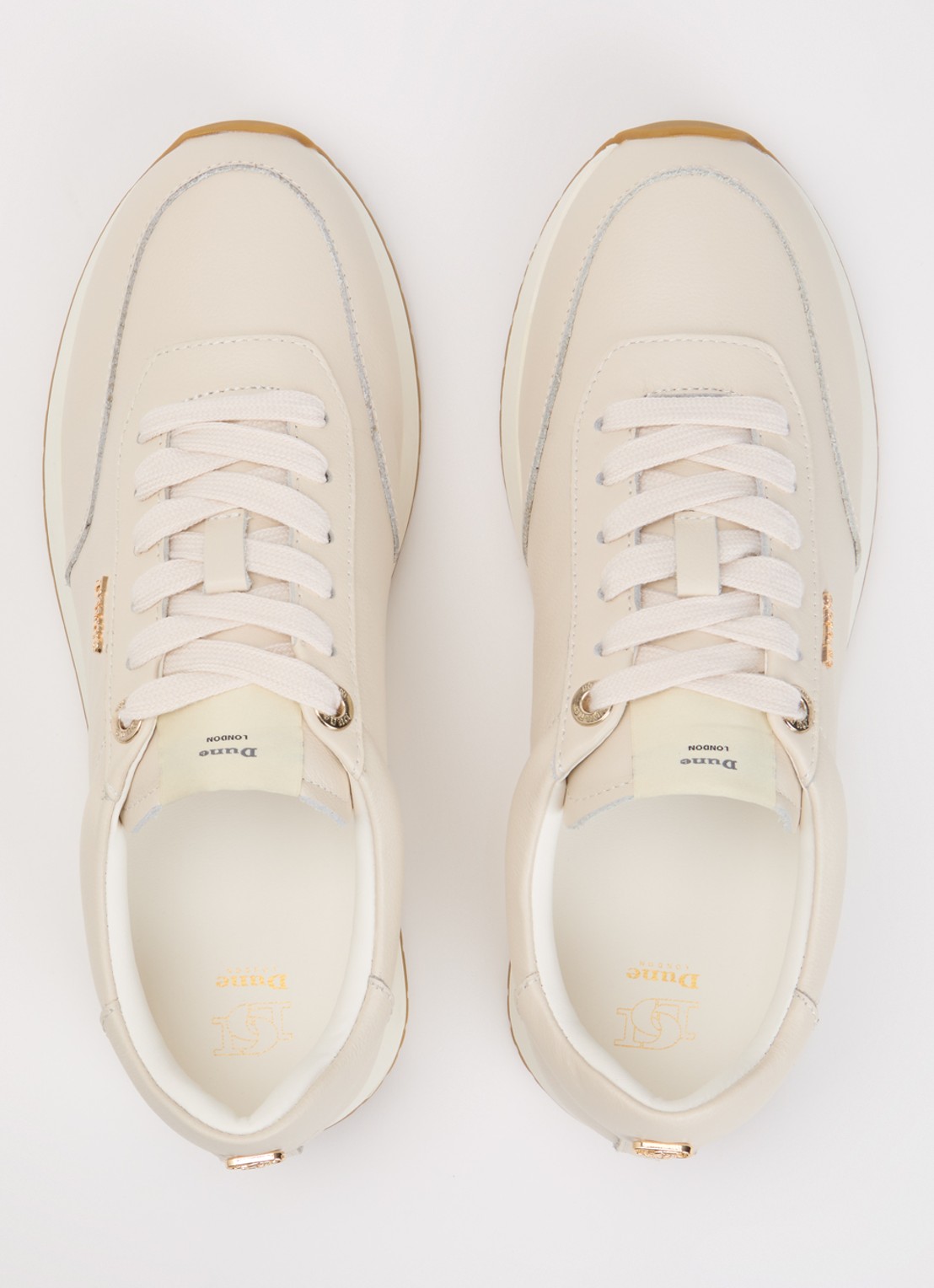 Dune London Ettah sneaker van leer met logo - detail 2 creme