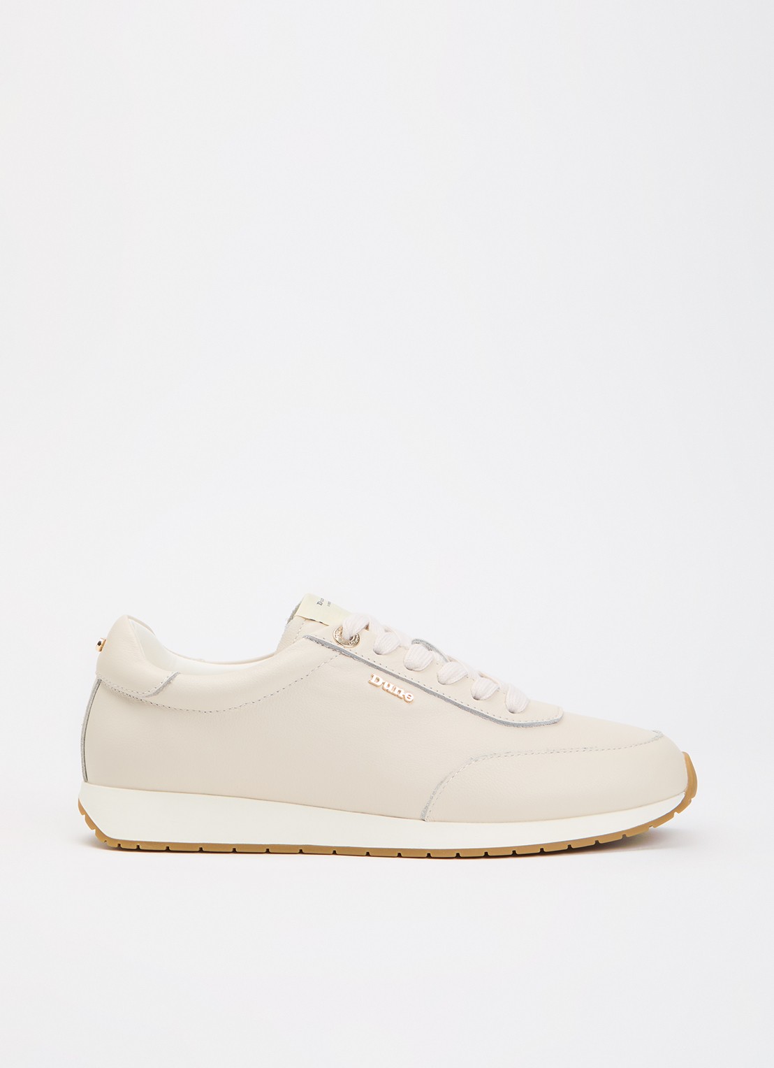 Dune London Ettah sneaker van leer met logo - voorkant 4 creme