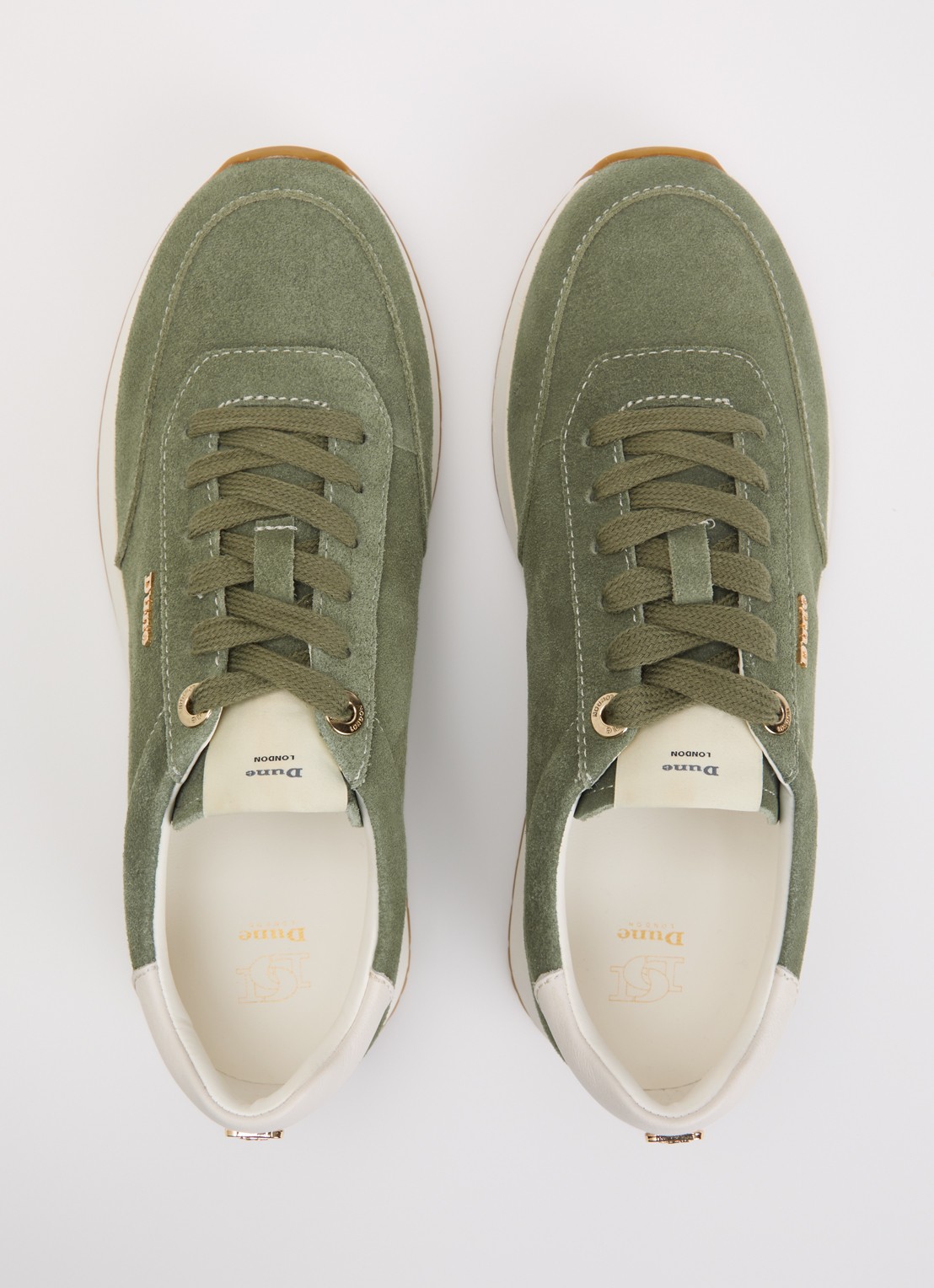 Dune London Ettah sneaker van leer met logo - detail 4 olijfgroen