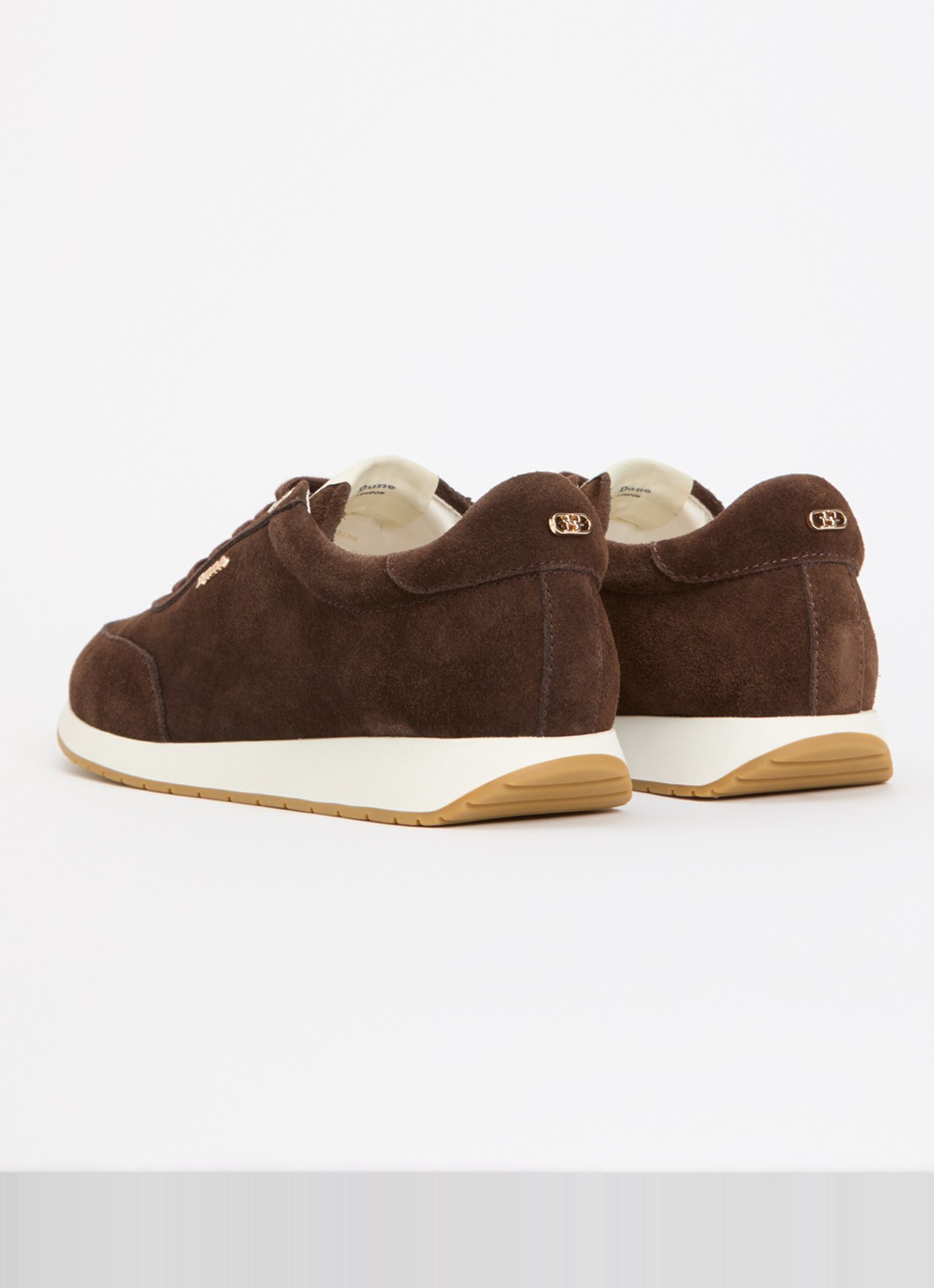 Dune London Ettah sneaker van leer met logo - achterkant 2 bruin