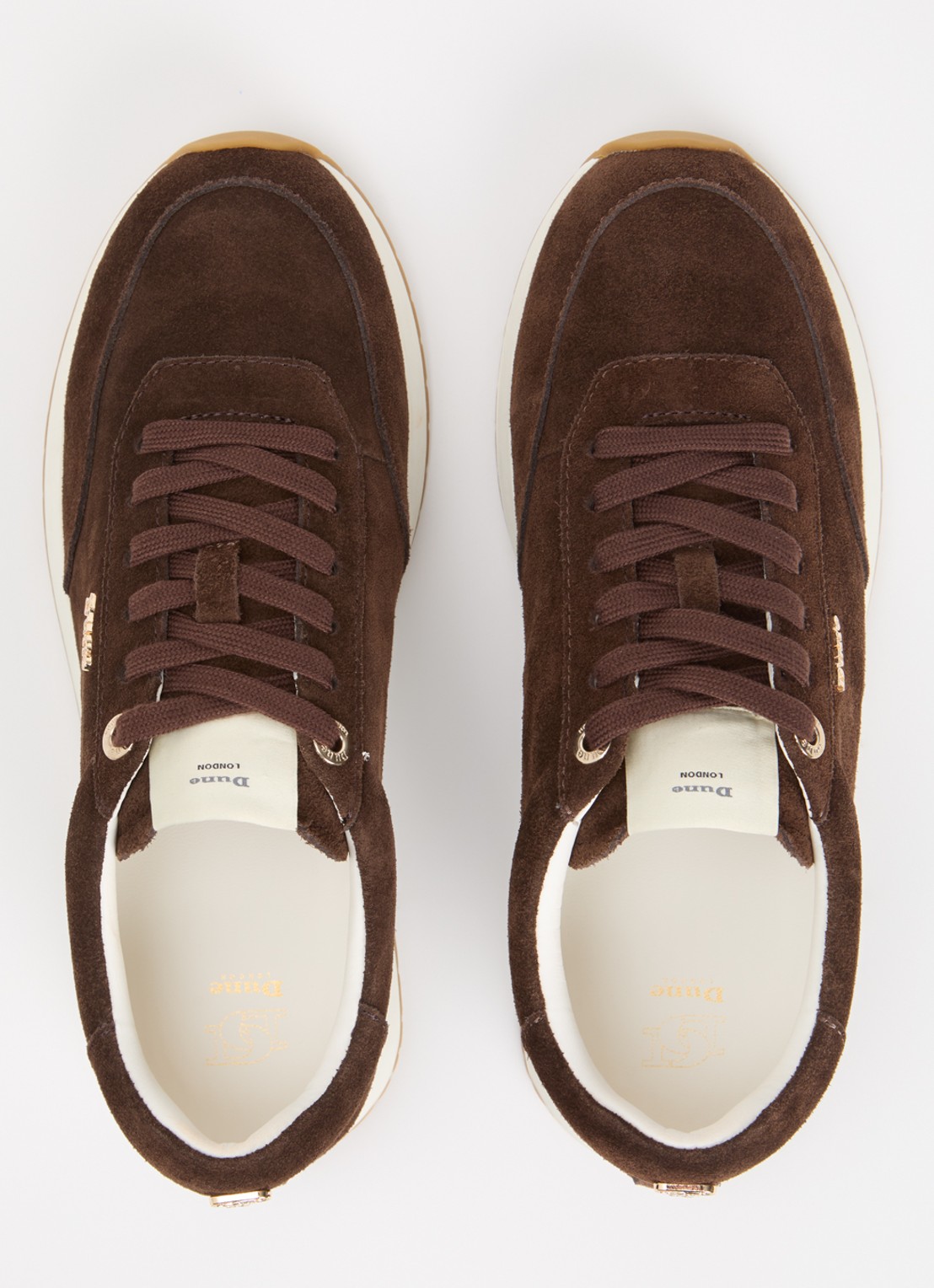 Dune London Ettah sneaker van leer met logo - detail 4 bruin