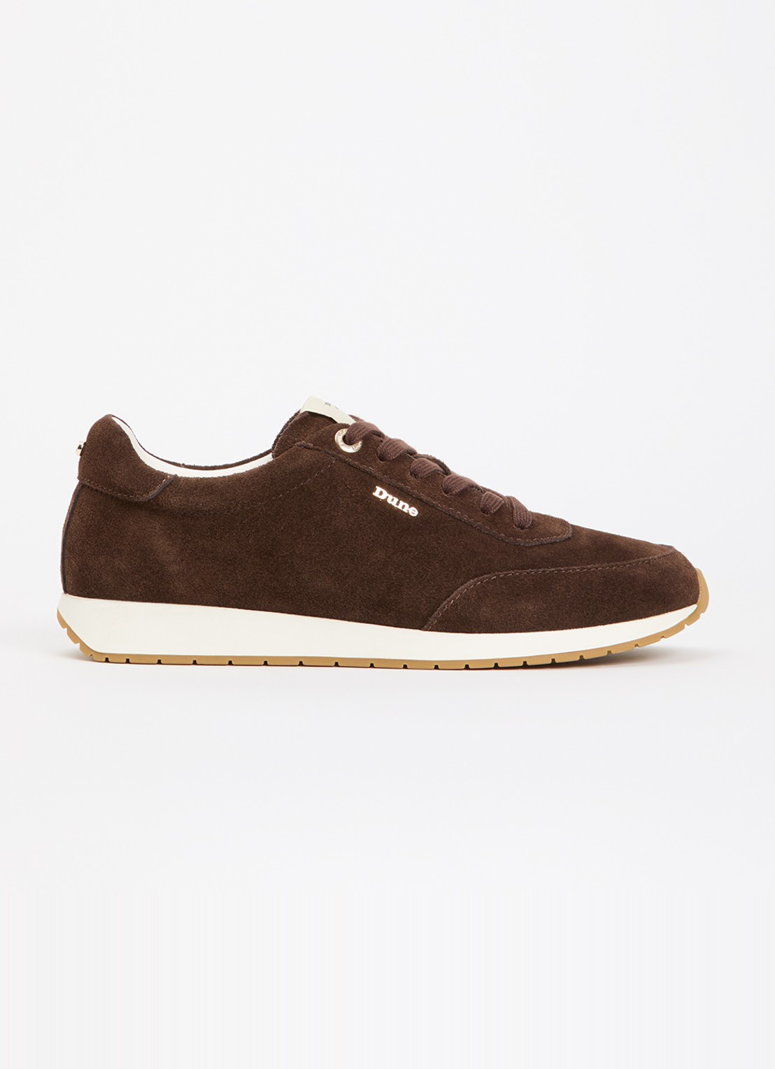 Dune London Ettah sneaker van leer met logo - voorkant bruin