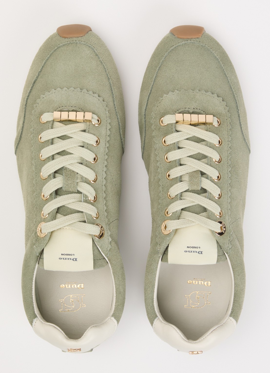 Dune London Evalinna sneaker van suède - detail 4 olijfgroen