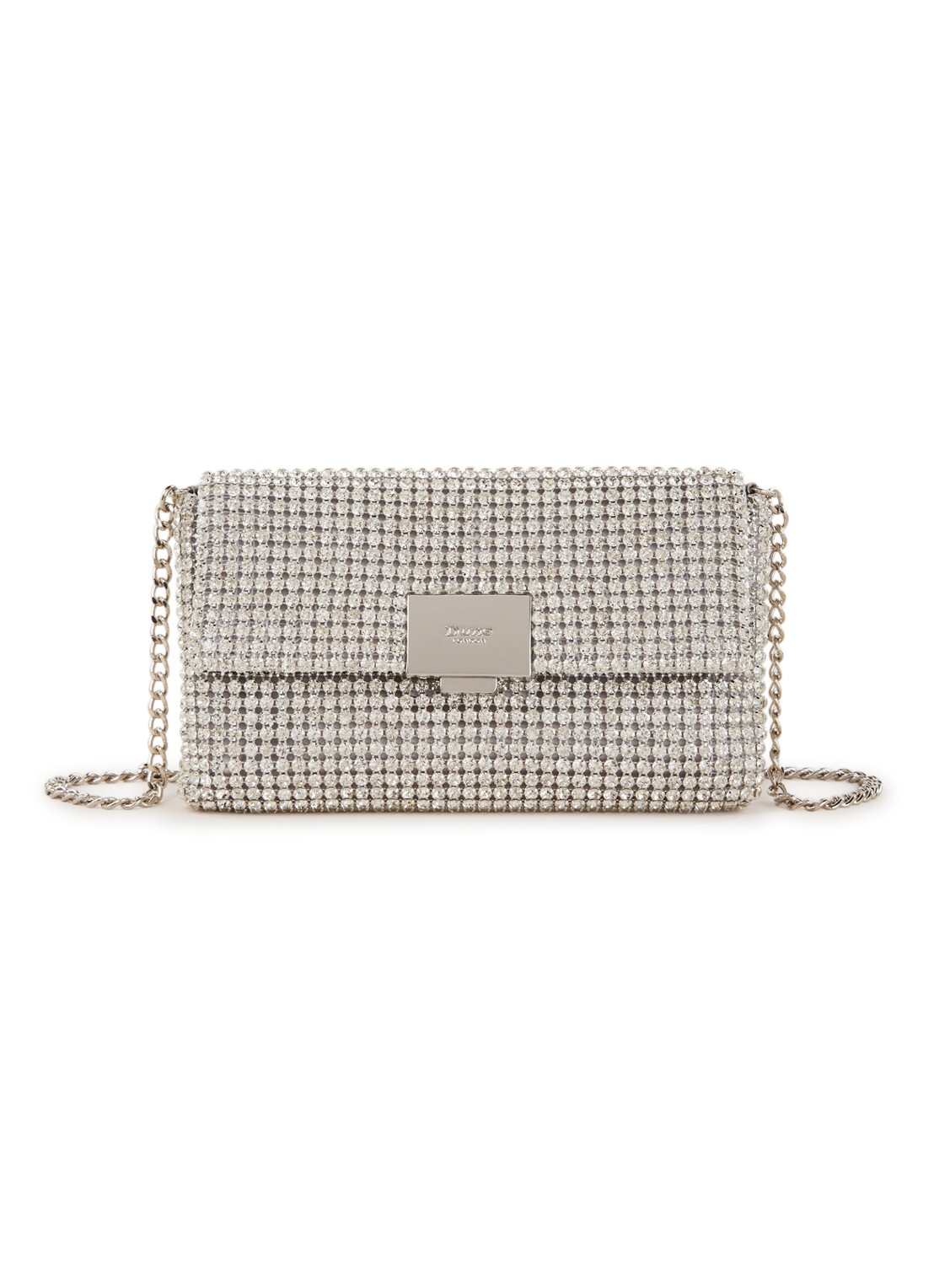 Dune London Evanderr clutch met strass - voorkant 3 zilver