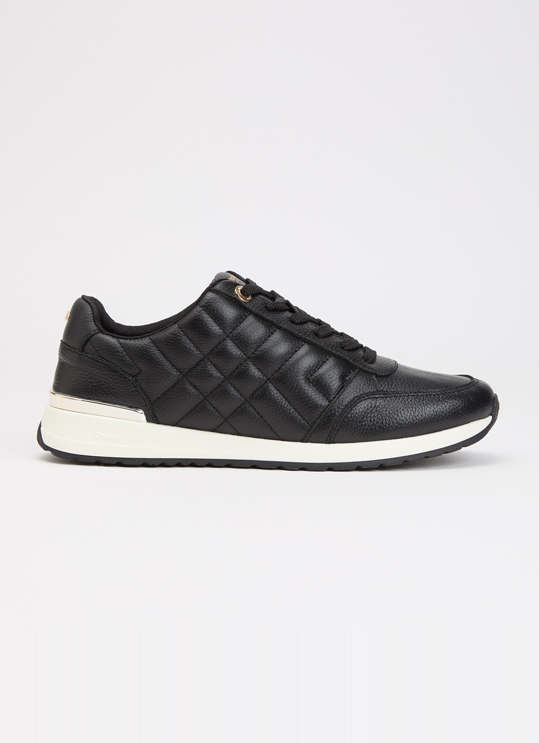 Dune London Evelie sneaker met quilt patroon - voorkant 4 zwart