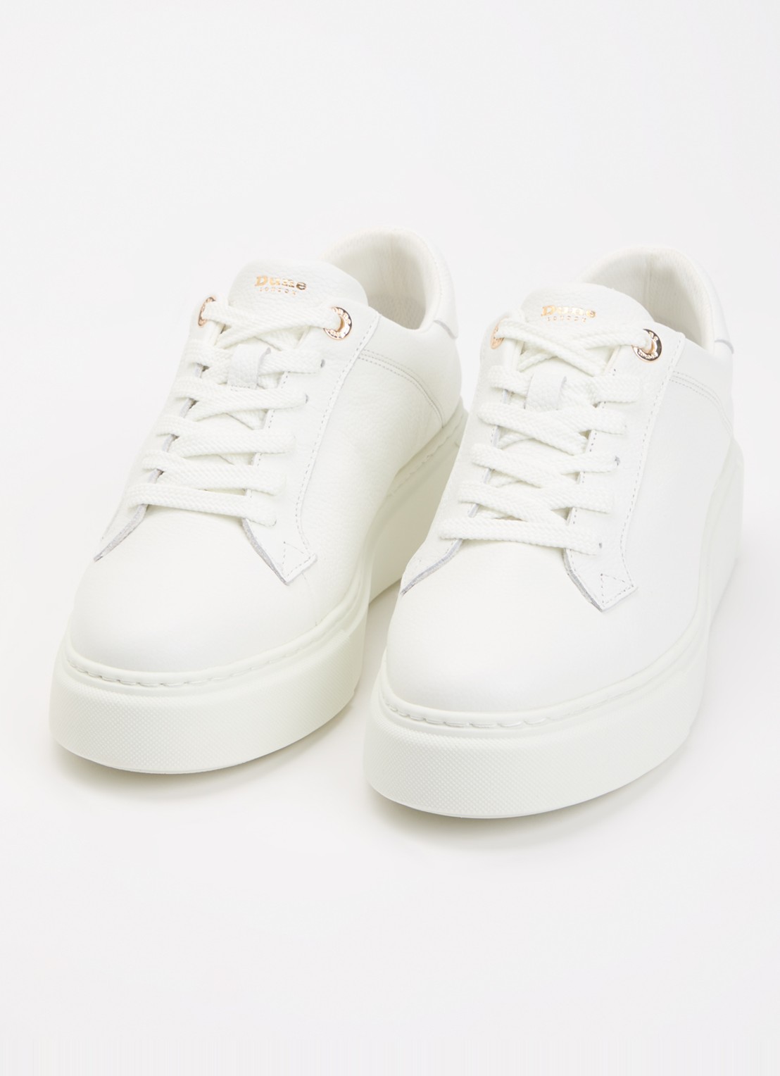 Dune London Evienne sneaker met plateauzool - detail wit