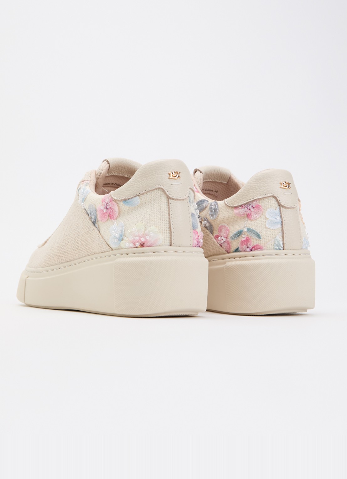 Dune London Evienne sneaker met plateauzool - achterkant 4 beige