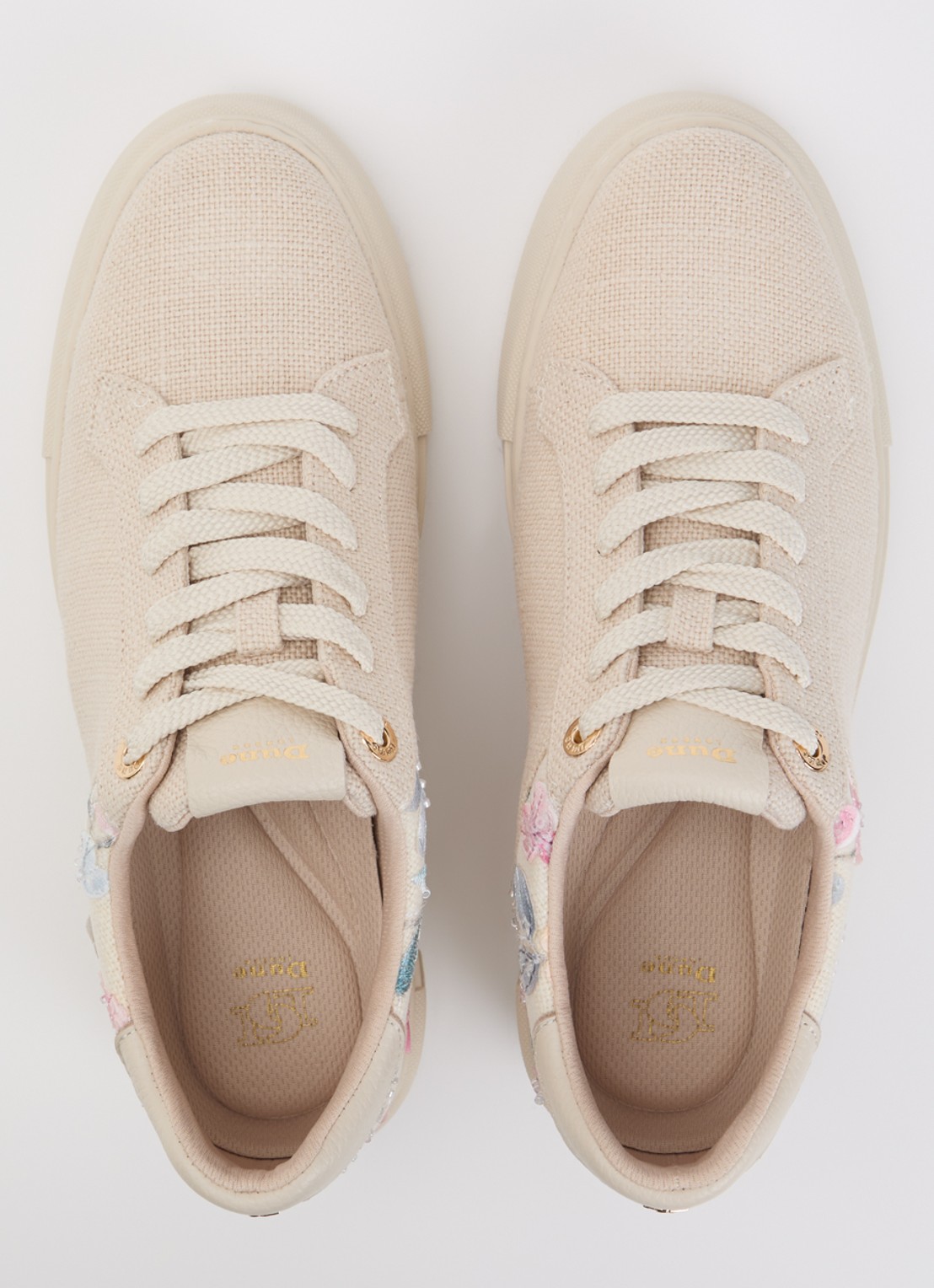 Dune London Evienne sneaker met plateauzool - detail 2 beige