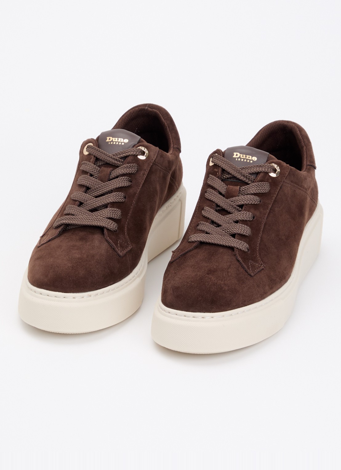 Dune London Evienne sneaker met plateauzool - detail bruin