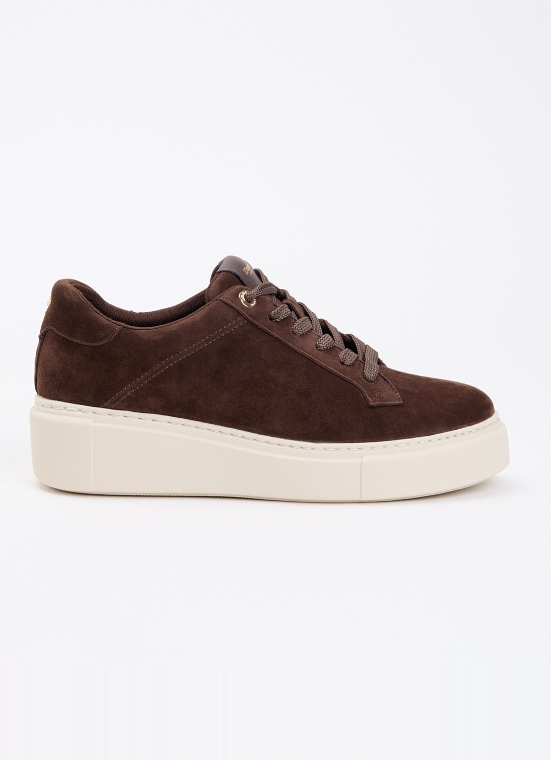 Dune London Evienne sneaker met plateauzool - voorkant 5 bruin