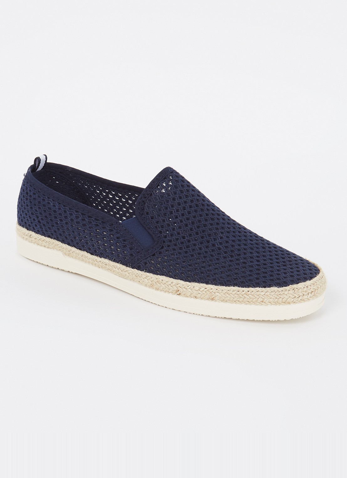 Dune London Fisherr slip-on van canvas - voorkant 5 donkerblauw