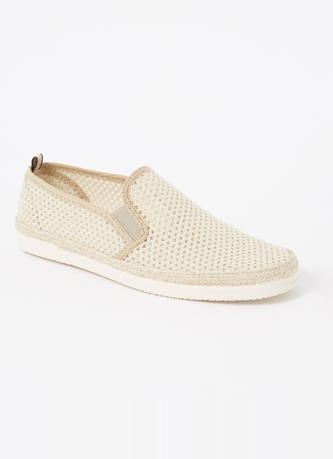 Dune London Fisherr slip-on van canvas - voorkant donkerbeige