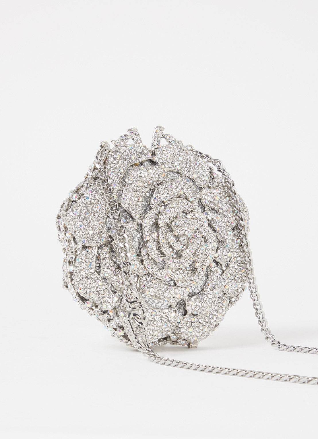 Dune London Floral clutch met strass - achterkant 2 zilver