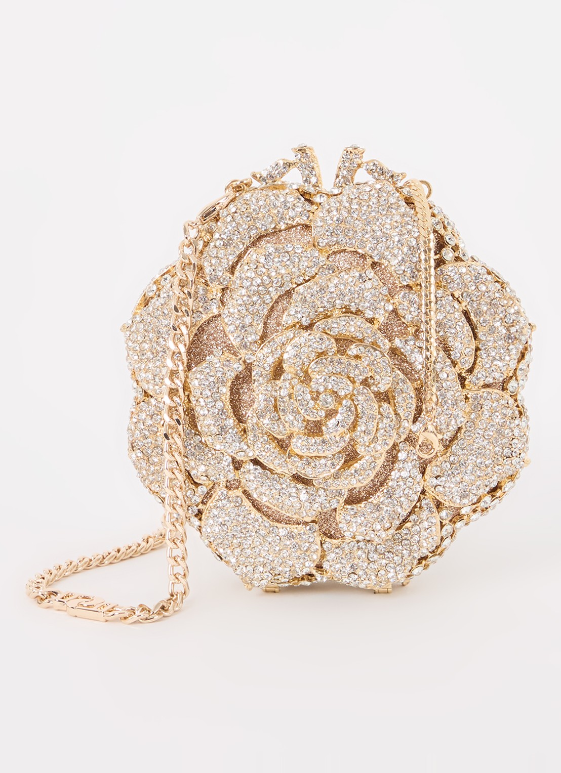 Dune London Floral clutch met strass - voorkant 4 goud